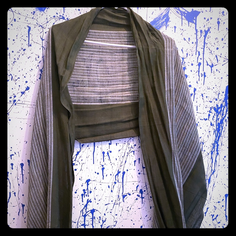 Olive green scarf 64 inches long.